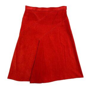 Calvin Tran Skirt Womens Bright Red A-Line Faux Suede Midi Size Medium